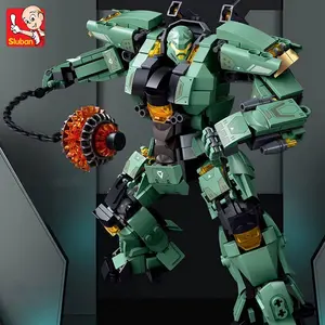 2026 hot item Awesome Green Warrior Robot With Chain Hammer Building Blocks Toys, Robot Battle Armor Assembling Educational Toys for Kids fans