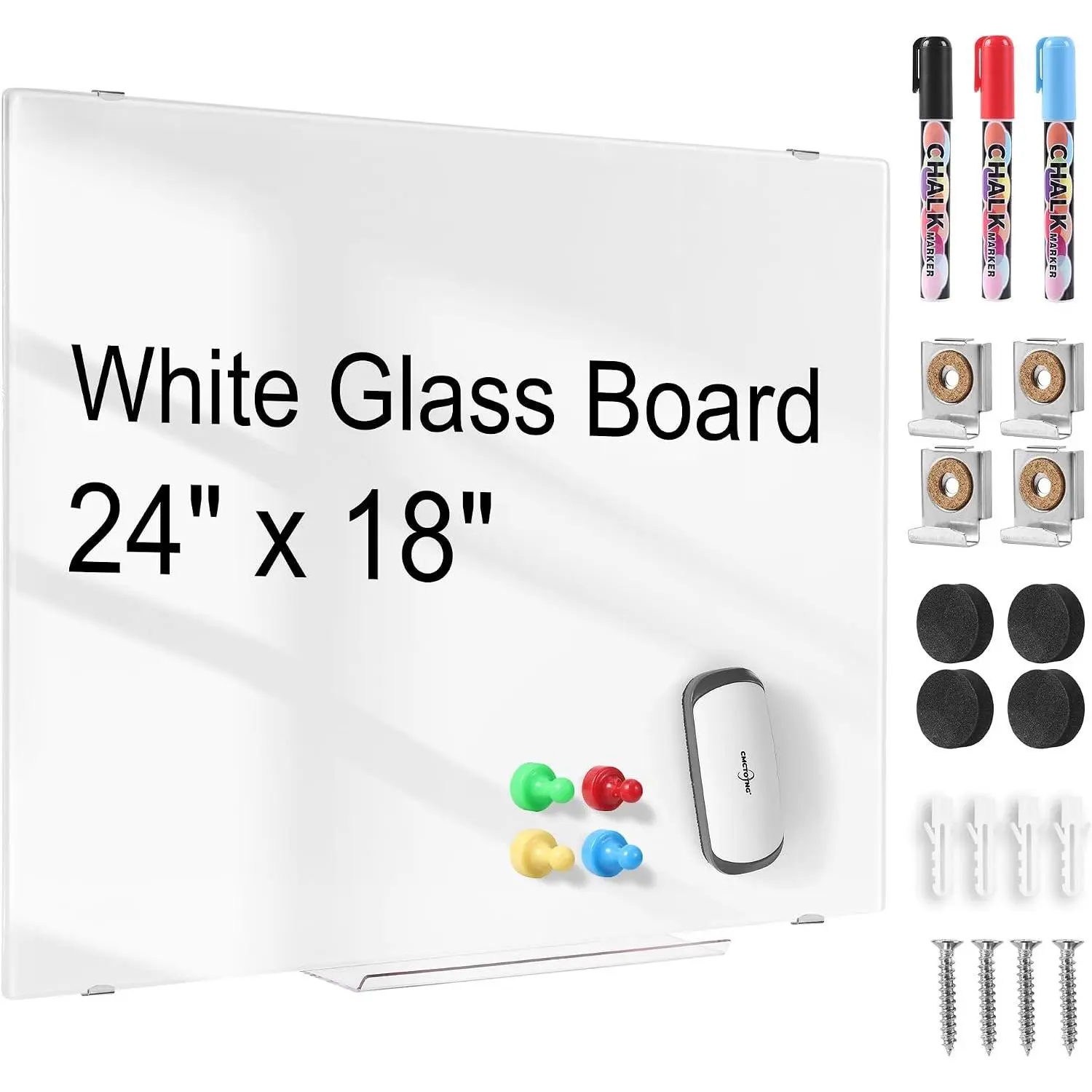 Glass Whiteboard 24" x18'' Glass  Dry Erase Board Office