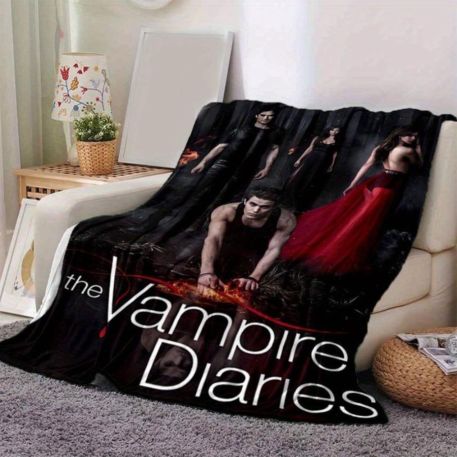 Vampire Diaries TV Show Inspired Blanket Soft Cozy Leisure Warm Bed Blanket for Couch & Bedroom, Flannel & Fleece Throw Blankets, Dark, Mystical, Trendy, Ideal Gift for TV Fans & Vampire Lovers, Birthday, Holiday