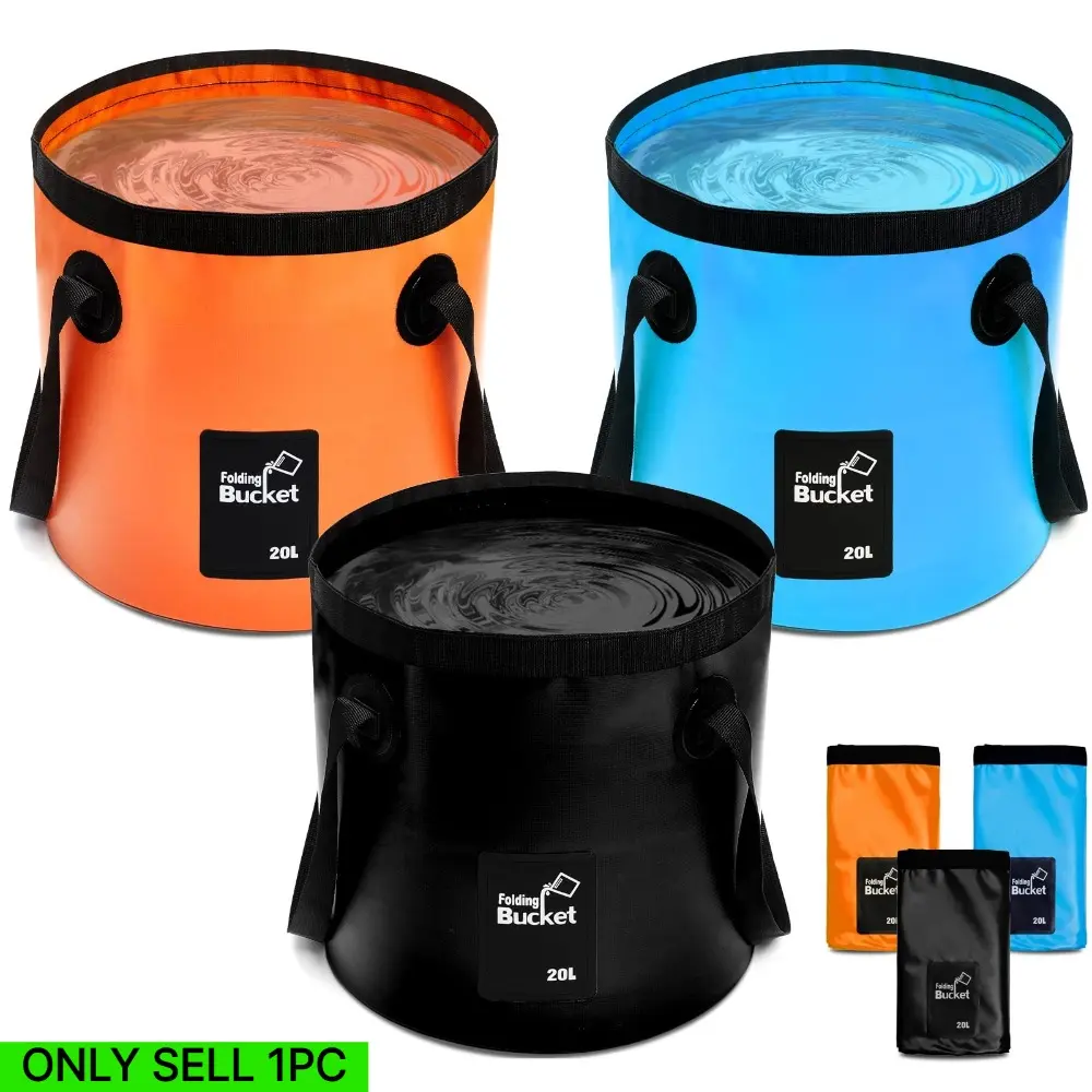 Collapsible Bucket with Handle, Portable Water Bucket, Folding Storage Container, Water Containers for Emergency Water Storage, Laundry Basin, Car Wash Bucket for Outdoor Camping, Fishing, Beach, RV, Gardening and Plumbing Repairs