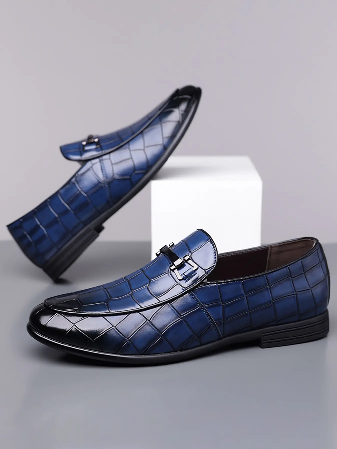Men's Casual Business Shoes, PU Leather Footwear, Slip-Resistant Rubber Sole, Durable PU Material, Slip-On Loafers, Comfortable Round Toe, All Seasons