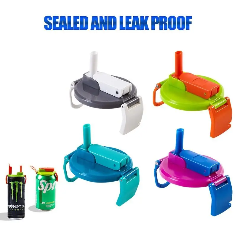 Reusable Soda Can Lid With Straw Leak Proof Beverage Can Cover Adjustable Snap On Can Topper Anti Spill Drink Protector, Reusable Drink Covers, Drinkware Lid For Standard Soda Beer Cans Portable Accessory For Picnic, Beach, Camping & Daily Use