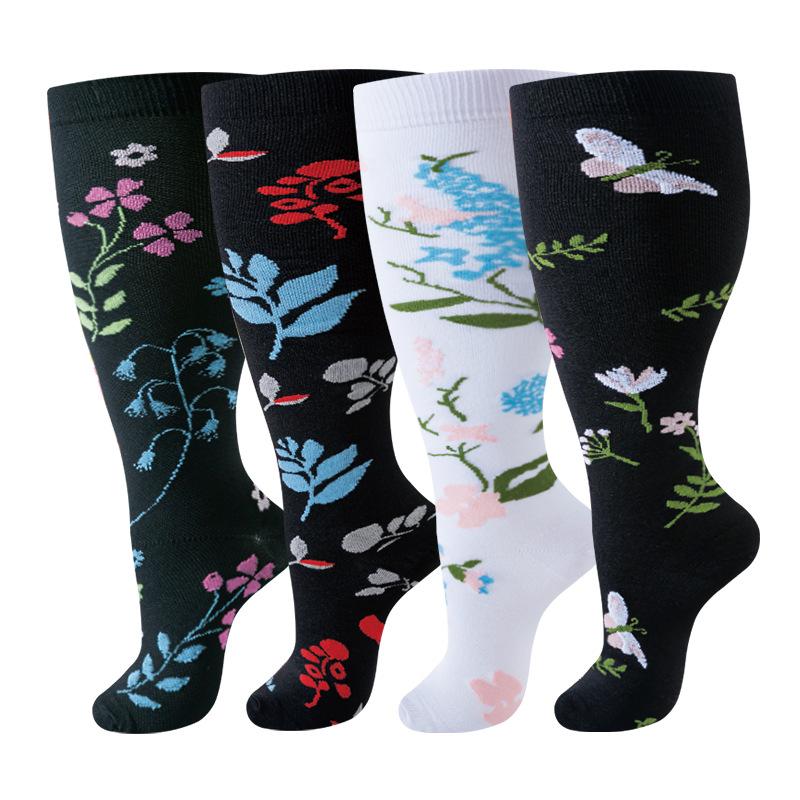 MhzyCaus Plus Size Compression Socks – High Elastic Support for Big Calves, Quick-Dry Breathable Nylon, Anti-Slip & Anti-Friction for Running & Fitness