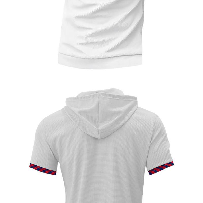Short-sleeved Men's T-shirt, Sports and Leisure Fashion Solid Color Hooded Polo Shirt for Men