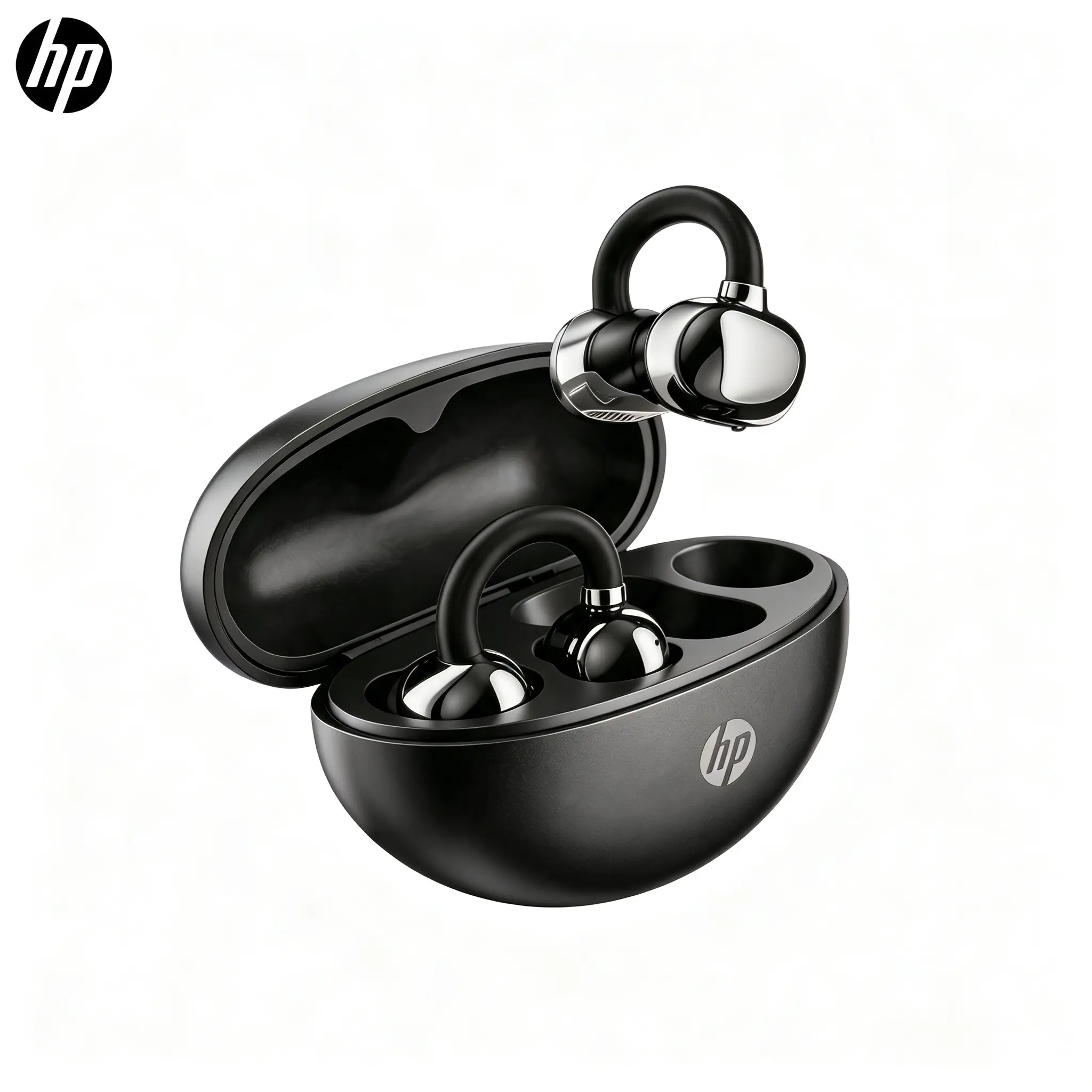 Hp H10m Bluetooth-compatible 5.4 Ear Clip Headphones, Voice Assistant, 48 Hours Battery, Waterproof, HD Calls, Secure Fit, Ideal for Driving, Running, Daily Use