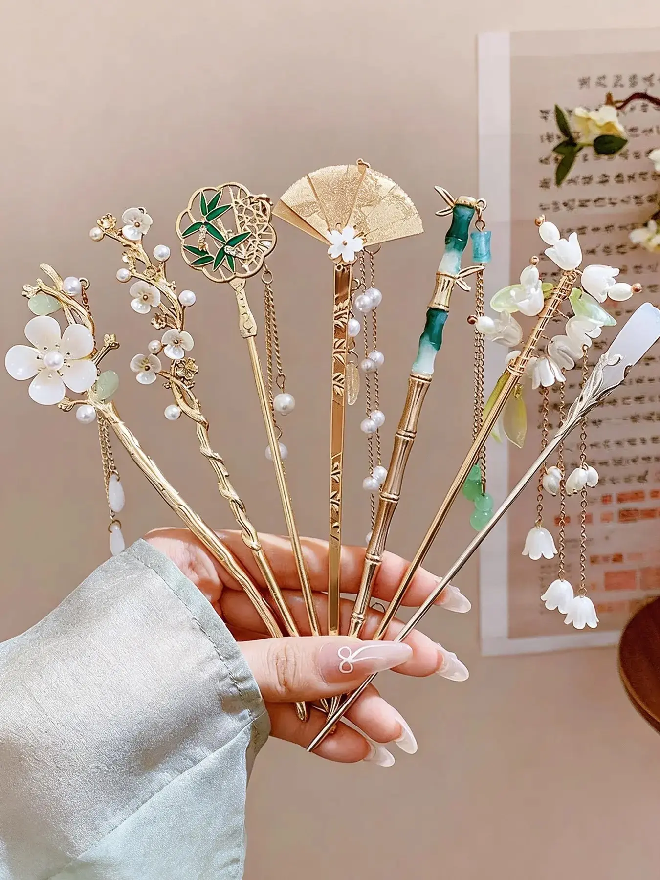7pcs Elegant Chinese Hanfu Hair Sticks, Hairstick for Women, Traditional Hairpins, Fashion Hair Accessories for Daily Wear, Commute & Gift for Women, Hair Pin Set