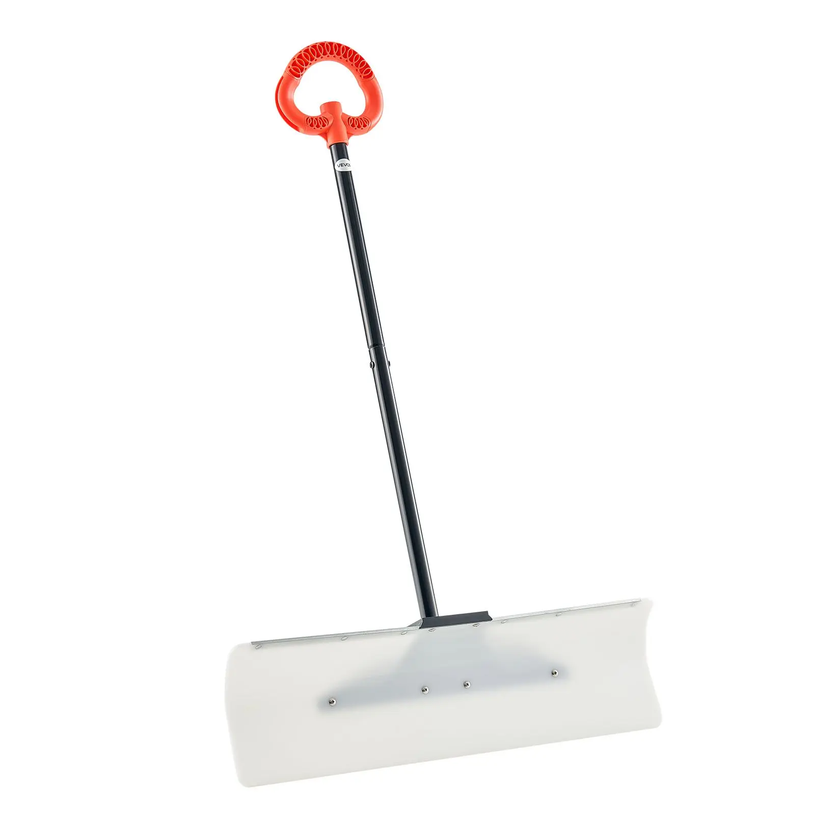 VEVOR Snow Pusher Shovel, 30 in Outdoor Snowplow Shovel with Ergonomic Grip, HDPE Plastic Blade, Winter Shovels with Segmented Handle, Metal Edged Strip, Portable Snow Removal Tool for Driveway Garden