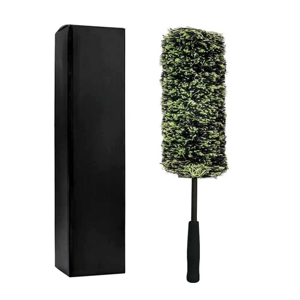 Wheel Barrel Brush for Deep Wheel Cleaning, 17 Inch Length | Multi-Fiber Cleaning Brush for Car Detailing Kit, Clean Exhaust Tips, Wheels, and Rims, Black and Green