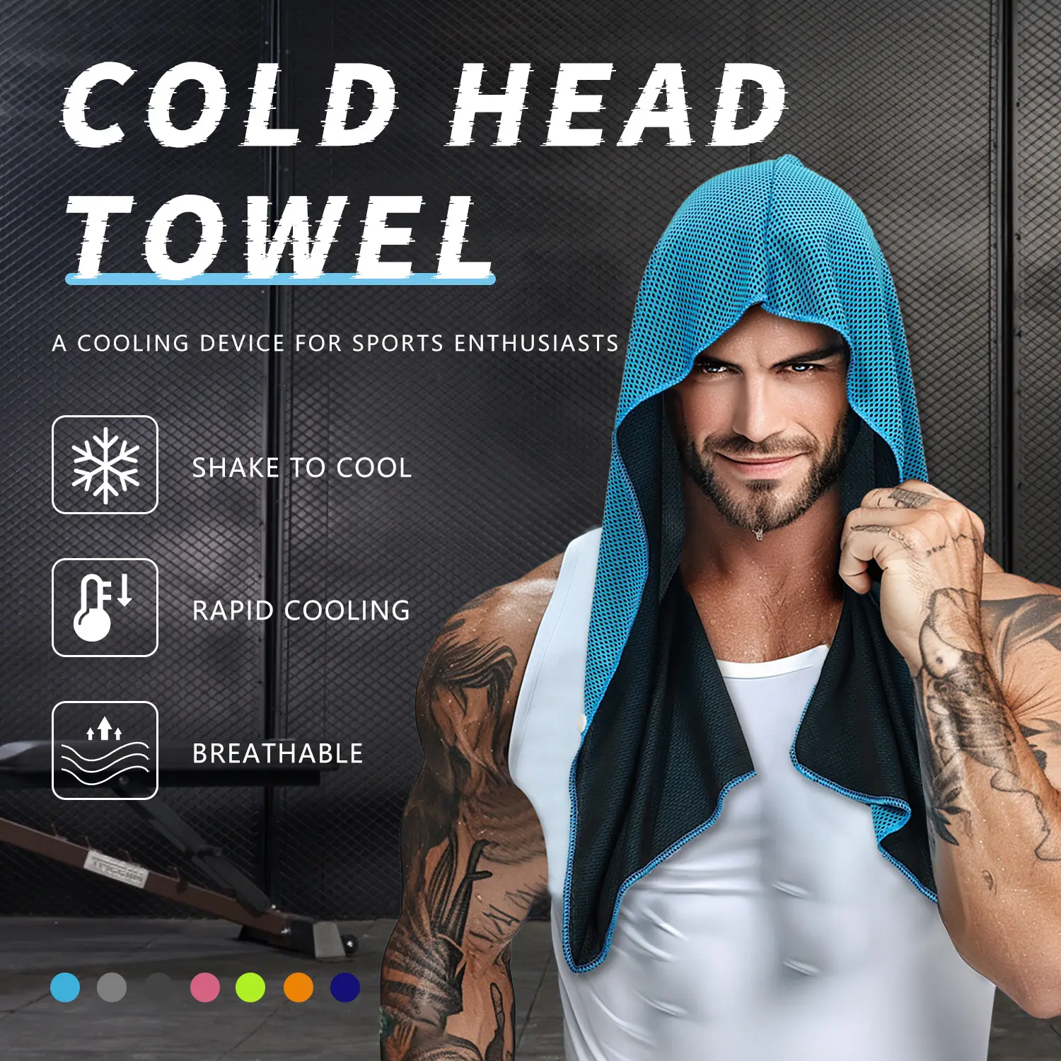 Cooling Towel for Neck and Face Instant Chill Ice Sports Towel Quick Dry Microfiber Gym Towel Lightweight Breathable Sweat Towel for Workout Running Fitness Yoga Camping 30x60cm Blue Grey