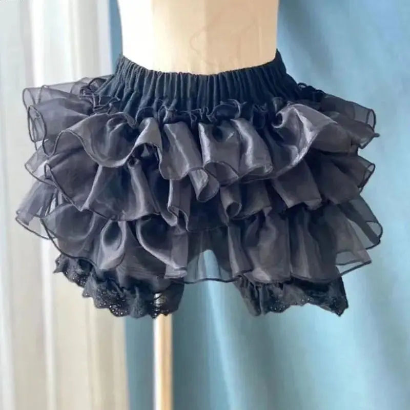 Harajuku Sweet Lolita Shorts Pants Japanese Women Gothic   Mesh Fluffy Shorts Petticoat Princess Kawaii JK Bloomers