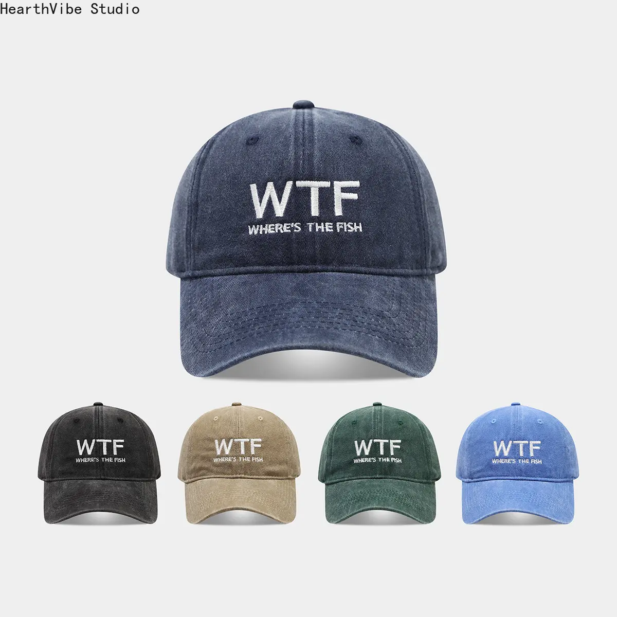 Vintage Washed Cotton Baseball Cap with WTF Letter Embroidery, Adjustable Dad Hat for Men & Women, Universal Streetwear, One Size