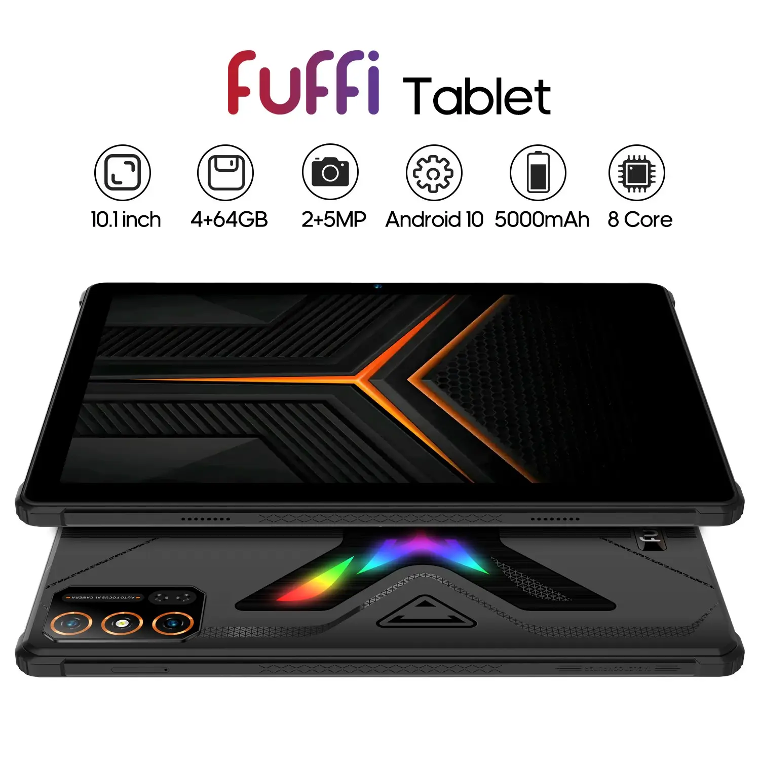 FUFFi-LED Glow Tablet, 10.1 Inch, 4+64GB Memory, Octa-Core Processor, 4g Network, Dual Sim, Android System, 5000mah Battery, Fashionable Design, Camera