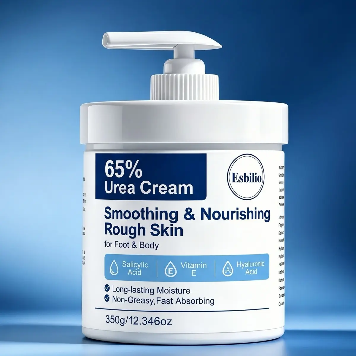 350g 65% Urea Cream with Salicylic Acid, Foot & Hand Cream for Rough Dry Cracked Skin on Heels, Knees & Elbows, Long-Lasting Hydration & Smoothing with Vitamin E & Hyaluronic Acid, Fast Absorbing and Non-Greasy