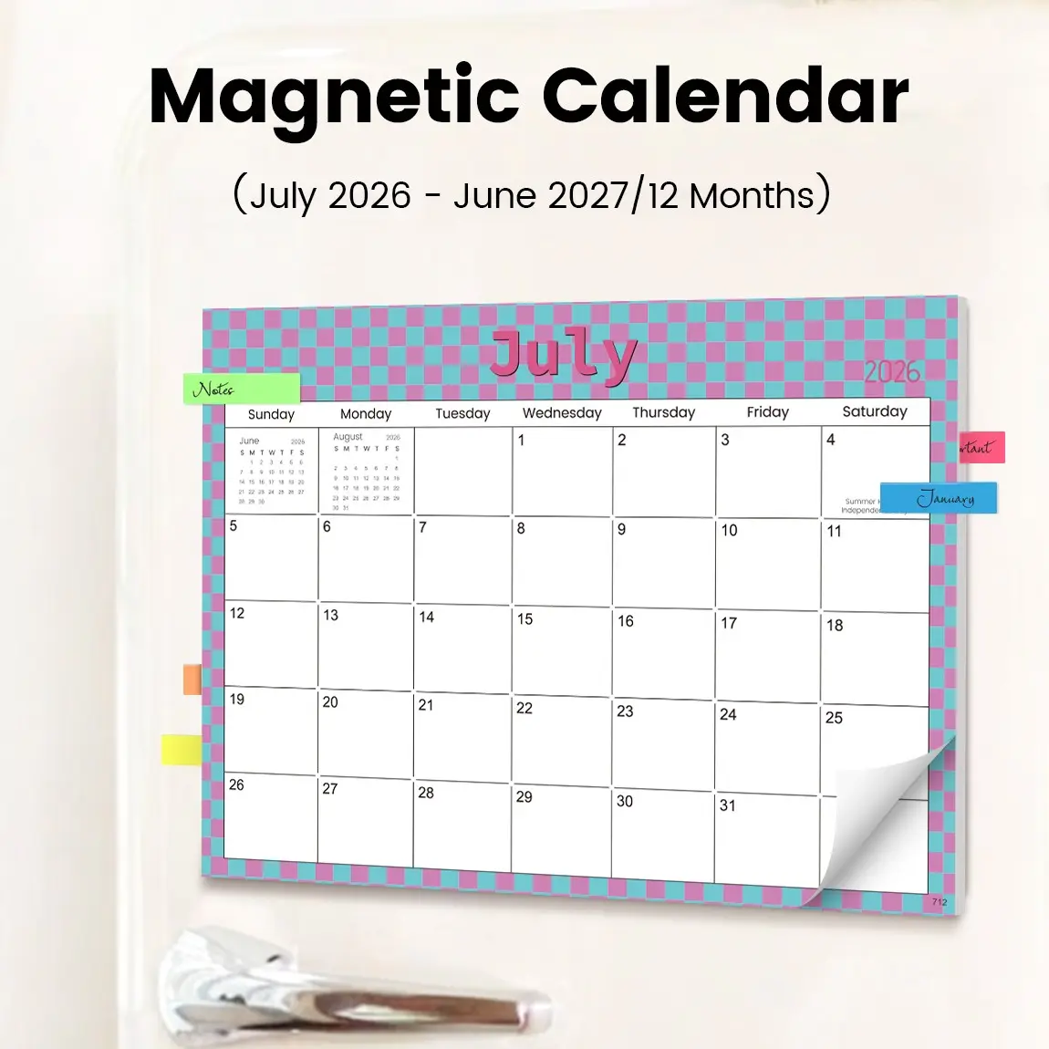 Magnetic Calendar for Refrigerator, 12-Month Monthly Planner 2026-2027, Tear-Off Design, 11.02x8.27 Inches, Ideal for Home Office School