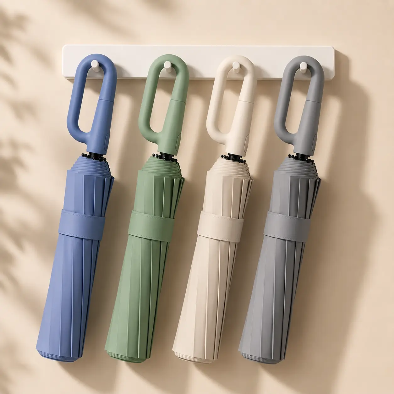 Inverted Umbrella with Automatic Open and Close, 10-Rib Reverse-Folding Design and Carabiner Clip Handle