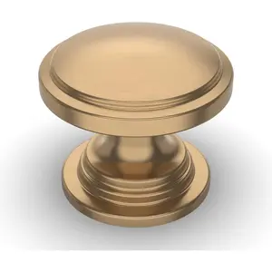 Amerdeco 10 Pack 1-1/4 inch Kitchen Cabinet Knobs Champagne Bronze Cabinet Knobs Bedroom Dresser Gold Round Drawer Knobs Single Hole Cabinet Pulls