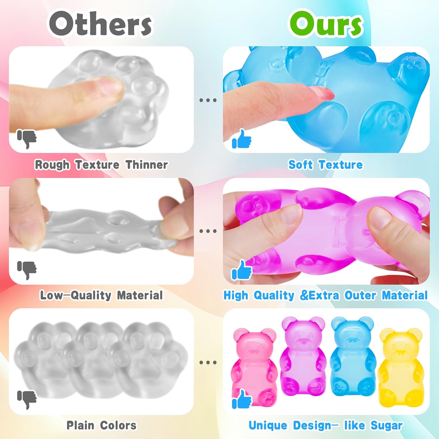 4counts Bear Squishy Sensory Fidget Toy Stress Relief Anxiety Sensory Tool for Focus ADHD & Calming Office Desk Gadget