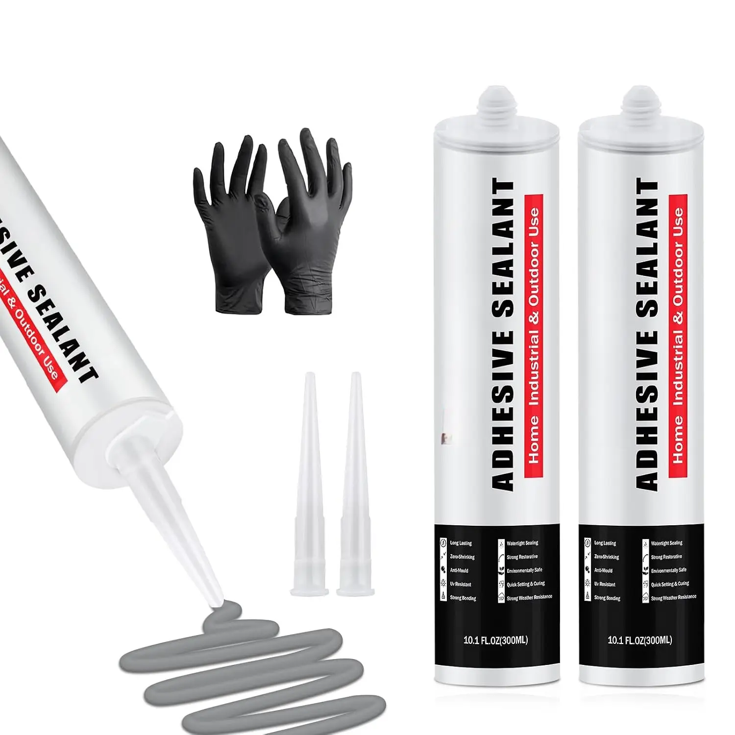 Gray Concrete Crack Filler, Self-Leveling  Sealant, -Curing Flexible Cement Crack Repair, Concrete Patch (10.1 fl oz, 2 Pack)