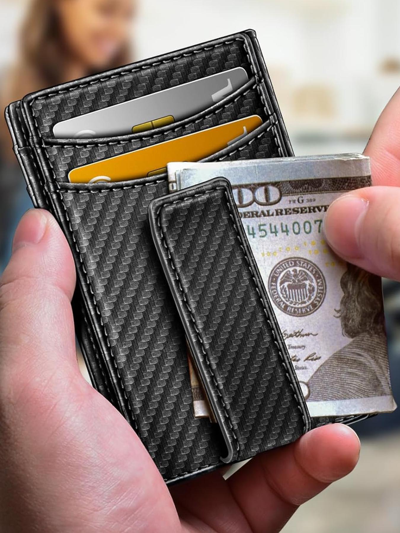 Magnetic Slim Wallet for Men, Card Holder with Rfid Protection, Holds 12 Cards and Cash, Minimalist Design for Everyday Use, Card Organizer