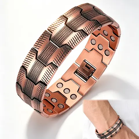 99.9% Pure Copper Magnetic Bracelet for Men – 3500 Gauss Magnets, Adjustable & Hypoallergenic. Stylish Wellness Gift for Him, Relieve Fatigue & Boost Energy, is a jewelry magnetic bracelet for daily wear Wearable