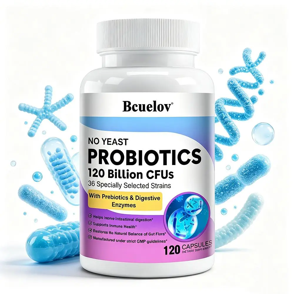 Bcuelov 3-in-1 Probiotics 120 Billion CFUs - Prebiotics & Digestive Enzymes