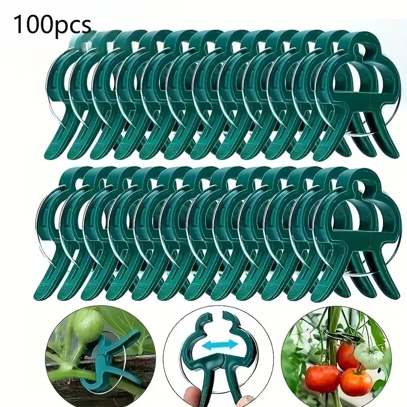 100pcs Heavy-Duty Reusable Garden Plant Clips, Flexible Supports for Tomatoes, Cucumbers, Vines & Flowers, Adjustable & Damage-Free