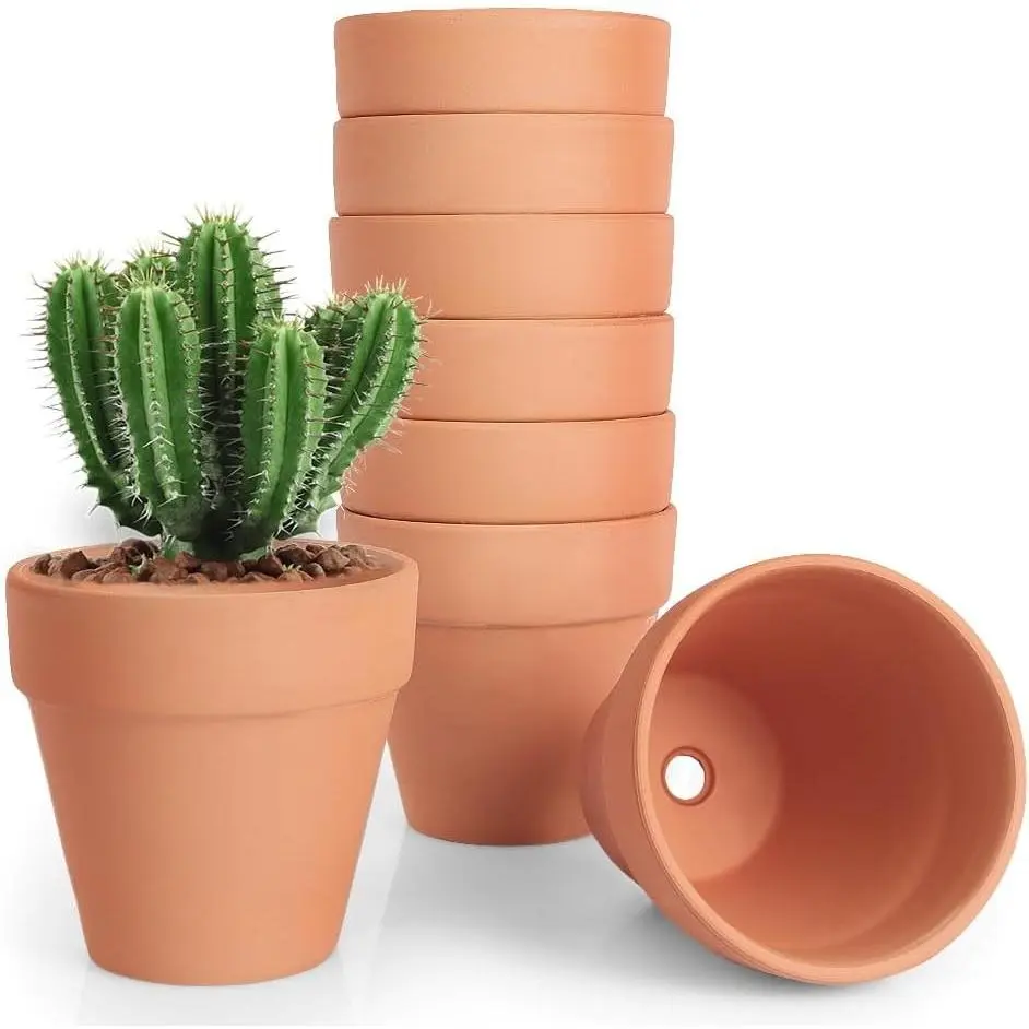 24-Pack 4-in Round Terracotta Clay Pots with Drainage Holes, Bulk Pack for Outdoor Planting, DIY Crafts