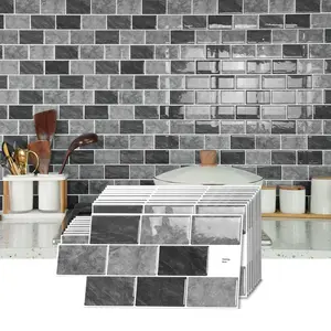 12/16/24/48pcs Self-Adhesive Vinyl 3D Tile Stickers in Cement, Peel and Stick Tiles for Kitchen and Bathroom Decor