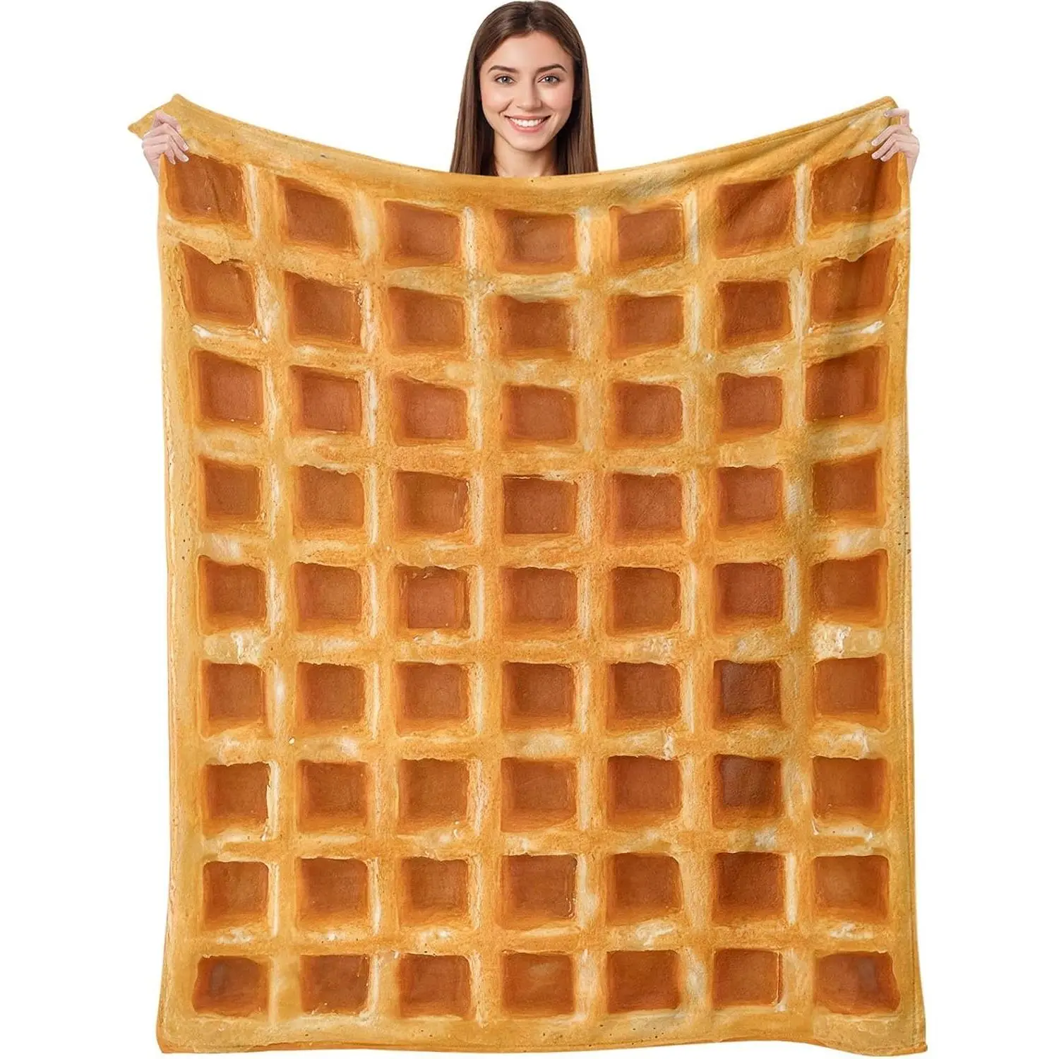 Traditional Waffle Grid Throw Blanket, Super Soft Warm Flannel Fleece, Wrinkle-Resistant Foldable Travel Blanket, Cozy Home Essential, Watch Party Blanket, Cozy Pioneer Blanket, Funny Gag Gift for Teenagers for Couch & Bedroom