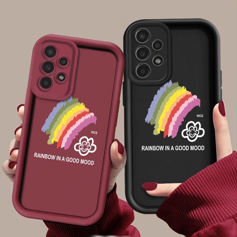Healing-Themed Rainbow Flower Pattern Phone Case for Samsung Galaxy S26 S25 S24 S23 S22 S21 Fe Plus Ultra A13 A14 A15 A16 A17 A33 A34 A35 A36 A52 A53 A54 Note20