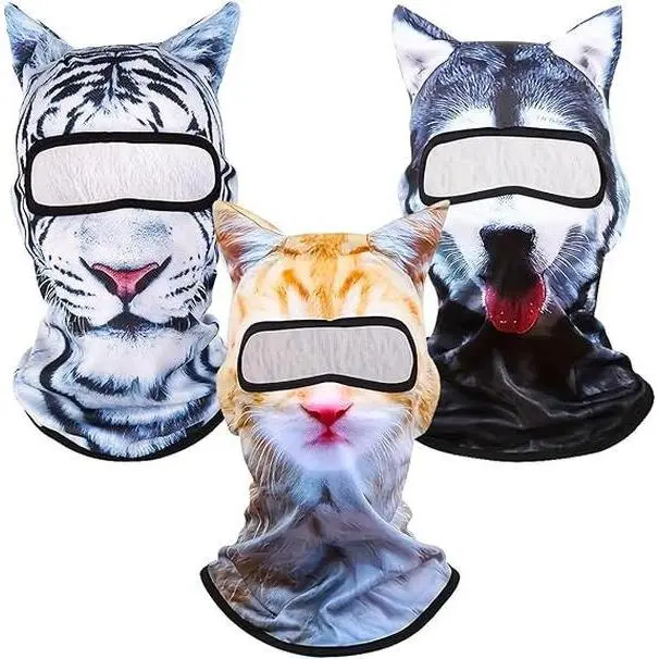 3Pcs Cat Ski Mask,3D Cat Shiesty Face Balaclava with Ears,Funny Ski Mask,Windproof & Breathable for Skiing,Cycling,Music Festivals,Halloween Parties