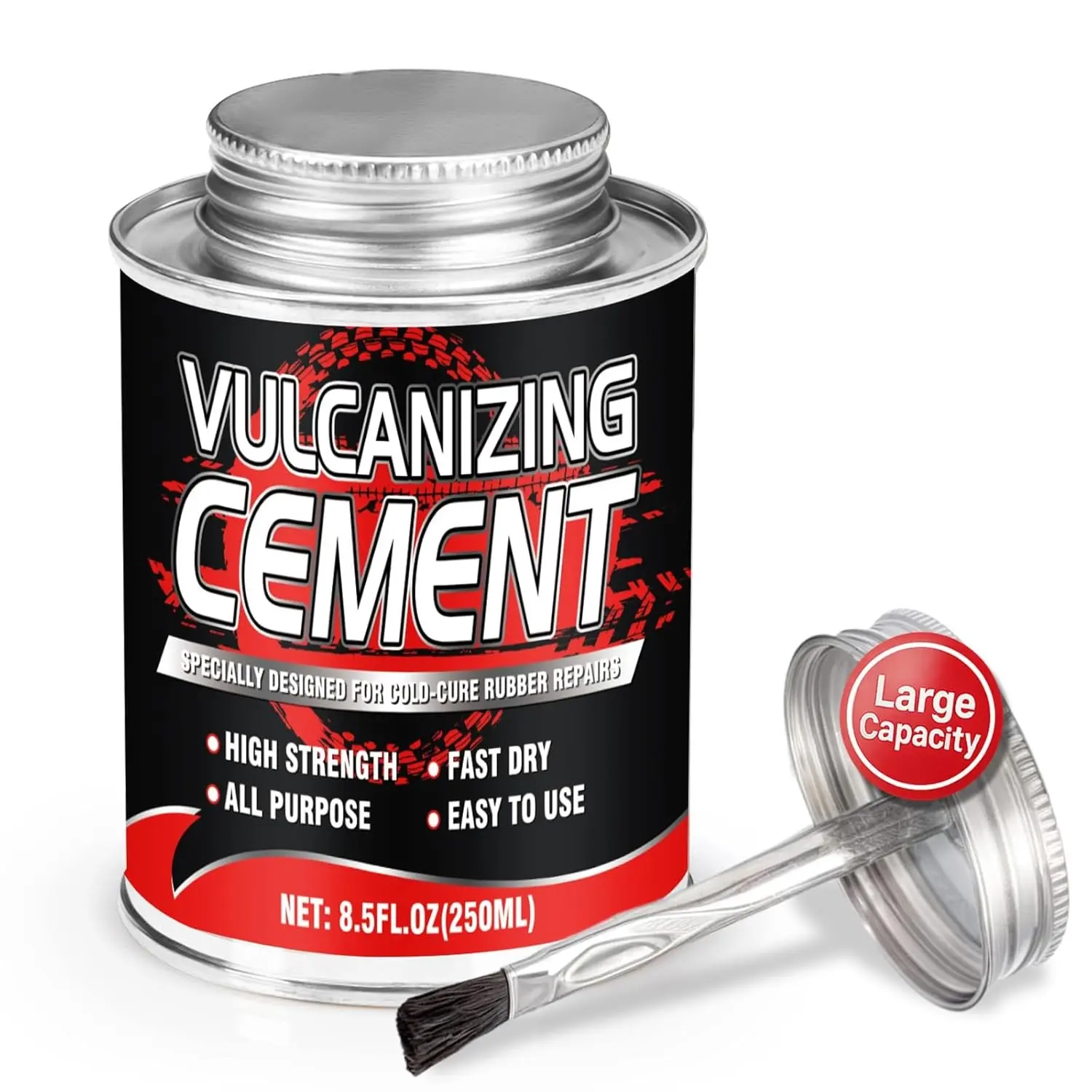 Quick Dry All-Purpose Rubber Cement Tire Repair Glue with Brush - 8.5 fl.oz Tire Patch Kit for Car/Motorcycle