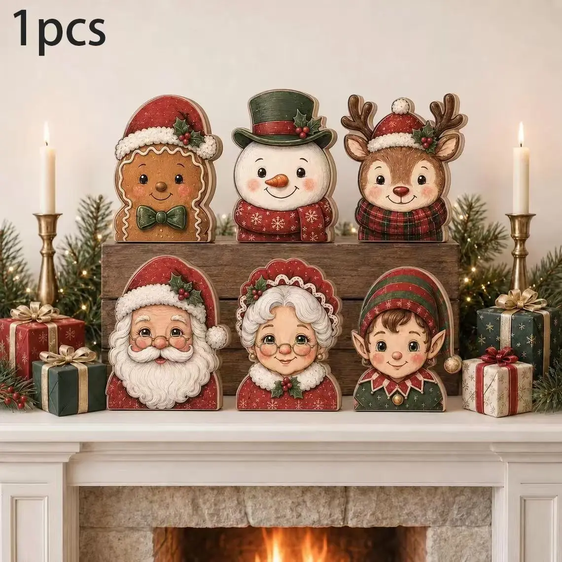 15cm Vintage Christmas Wooden Ornament, Cute Holiday Decorative Item, Perfect for Home Decoration and Gift Giving