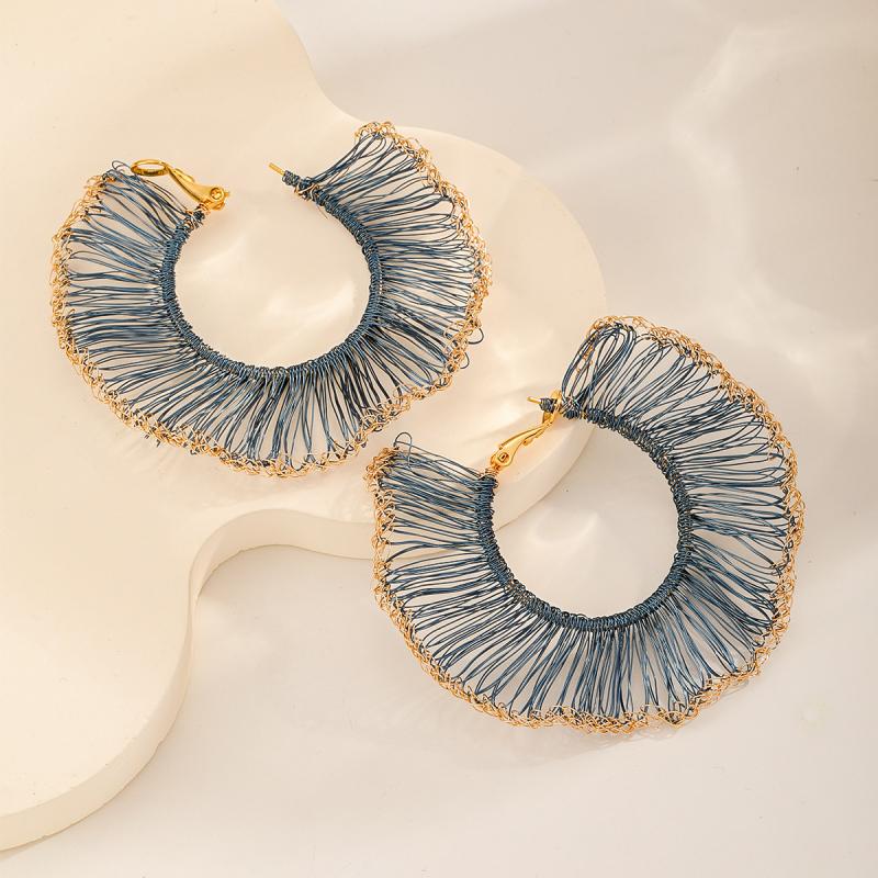 Handmade Copper Wire Woven Large Hoop Earrings for Men & Women, Metallic Texture, Unique Niche Design, Handcrafted, Birthday Gifts, Party Favors, Souvenirs, Original Jewelry Gifts