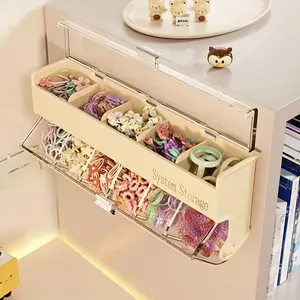 No punching wall hanging hair jewelry storage box, Dustproof plastic organizer, multi-functional, convenient, practical, dust-proof and moisture-proof, to meet the diverse storage, avoid mixing, scratch-proof and bid farewell to desktop clutter