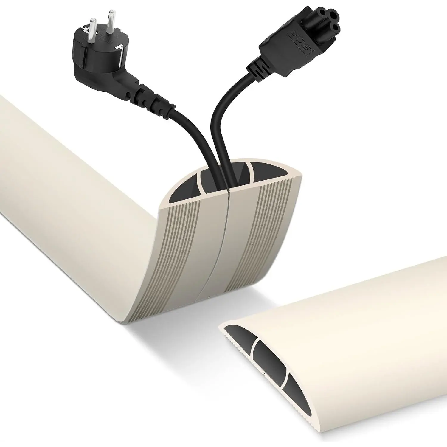 Floor Cord Cover,  Protector, 0.63W x 0.31H inches, Wire Cover for Extension Cords, Floor  Covers   Trips (Beige, 50-3.3 )