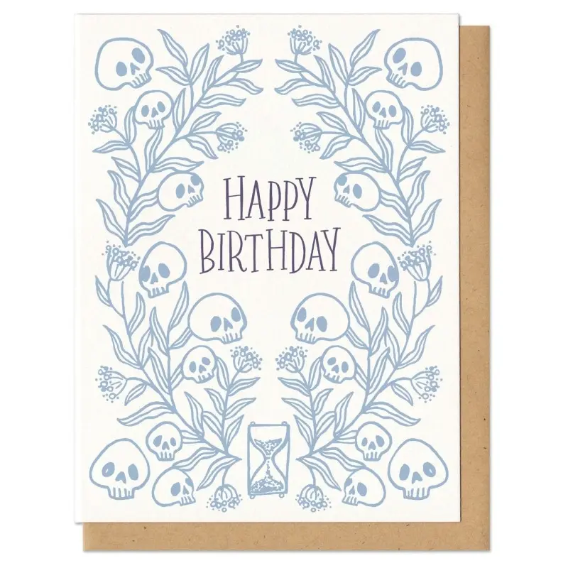2pc+2envelope Happy Birthday Skulls Greeting Card