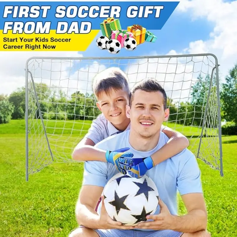Goalkeeper Gloves, Football Gloves with Dual Wrist Protection, Non-Slip Durable Latex Material, Soft PU Back, Professional Training Gear, Goalie Gloves