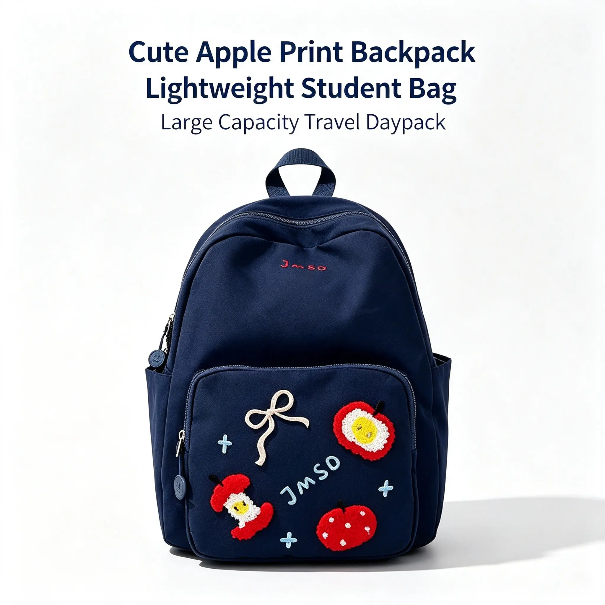 Style High Aesthetic Cute Apple Print Backpack, Lightweight Large Capacity Travel Bag for Middle School Students, Trendy and Practical