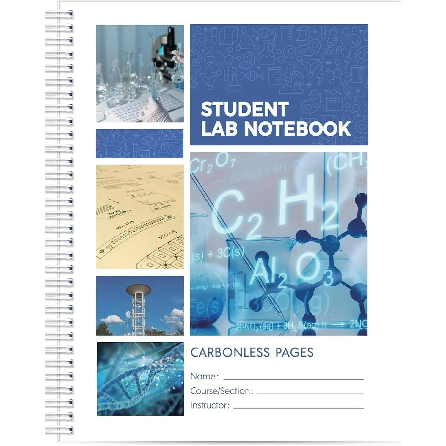 Carbonless Lab Notebook, Student Laboratory Notebook, 8.5" x 11" | Double Wirebound Chemistry Carbon Copy Lab Notebook with 50 Sets of Grid Paper for Students and Researchers