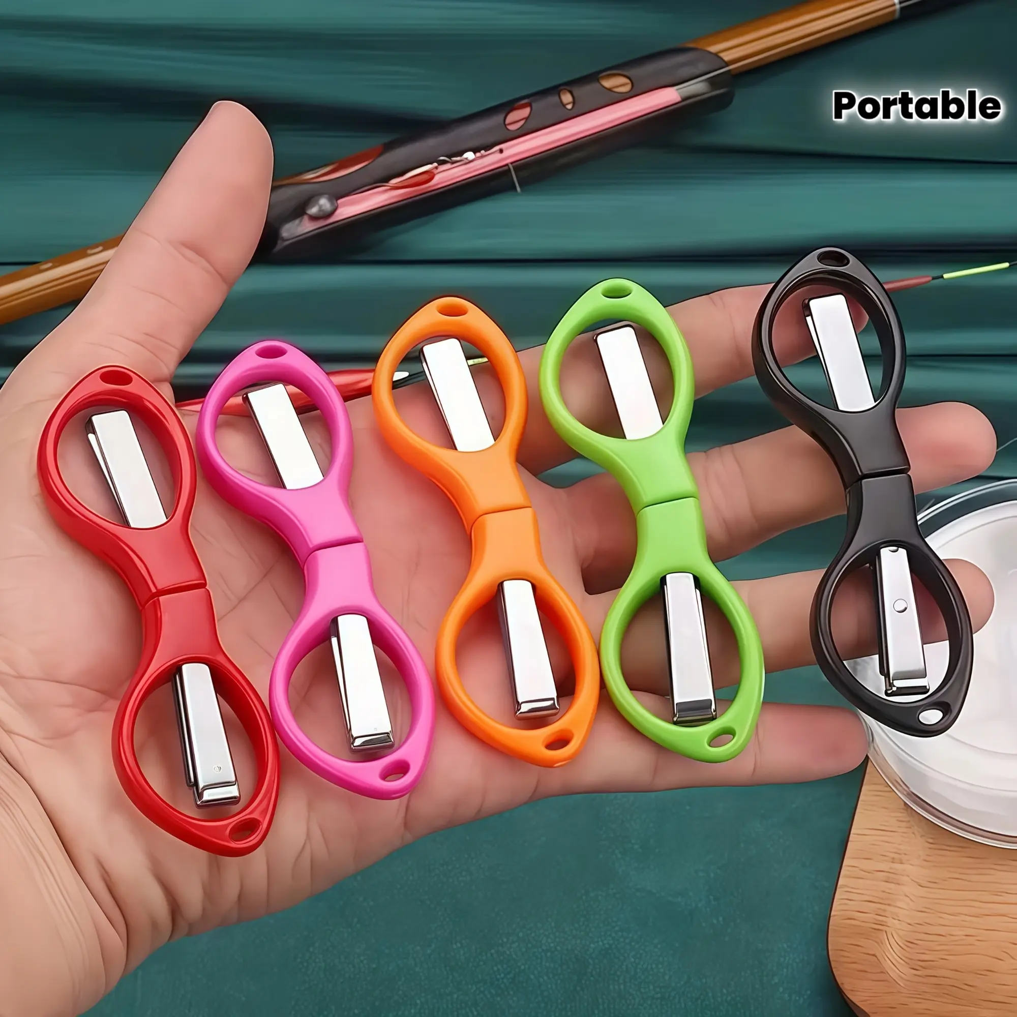 2 Portable Folding Scissors - Random Colors, Essential for Multiple Scenarios such as Travel and Fishing!