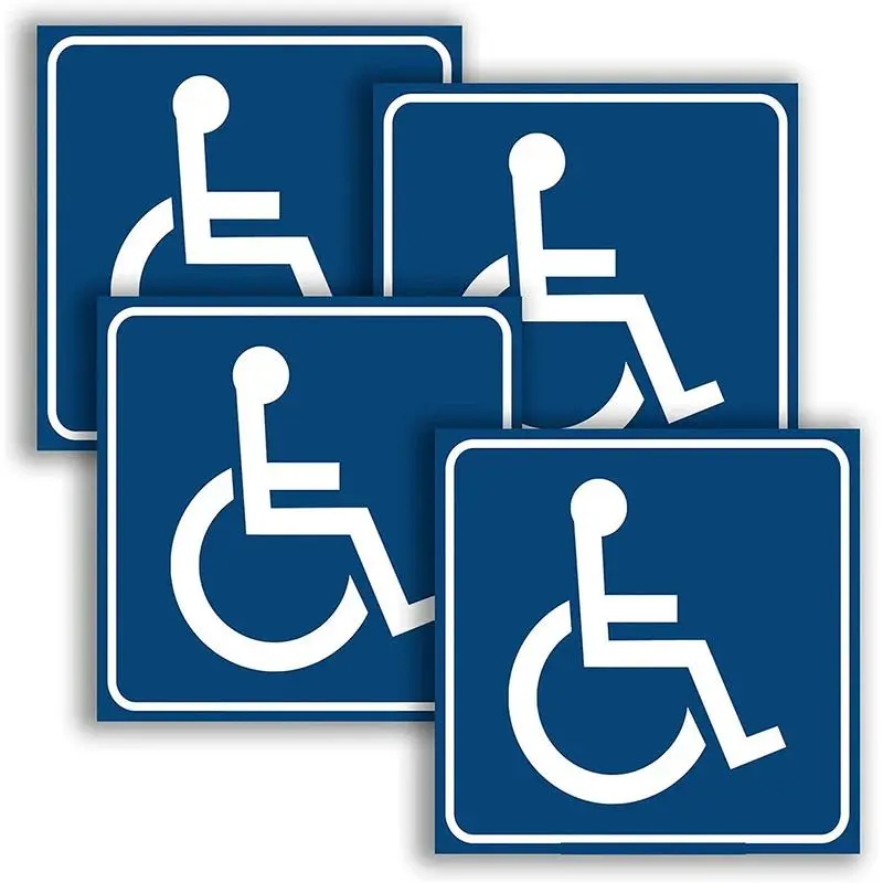 2pcs Peel-and-Stick Heat-Resistant Disability Parking Sign Sticker Set, 13x8cm PVC Car Exterior Decal, Automotive Mobility Accessory