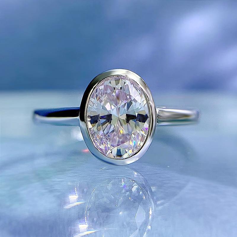 S925 Sterling Silver Ice Flower Cut Oval Ring 6*8 8A Cubic Zirconia Ring fashion jewelry accessory woman girl promise ring-157(50%)