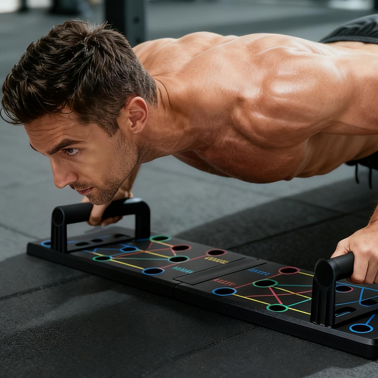 1 multi-functional prone push-up board training system with Pushup Handles - Heavy-duty home fitness equipment, non-slip surface, suitable for core, chest, arm, leg and back exercises - Universal fitness system for both men and women (black)