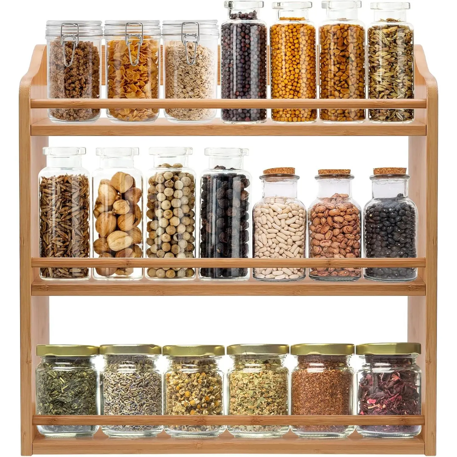 3 Tier   Rack Wall Mount or Countertop, Organizer | Seasoning Jars Rack  Shelf Organizer for Kitchen Counter or Wall Mounting