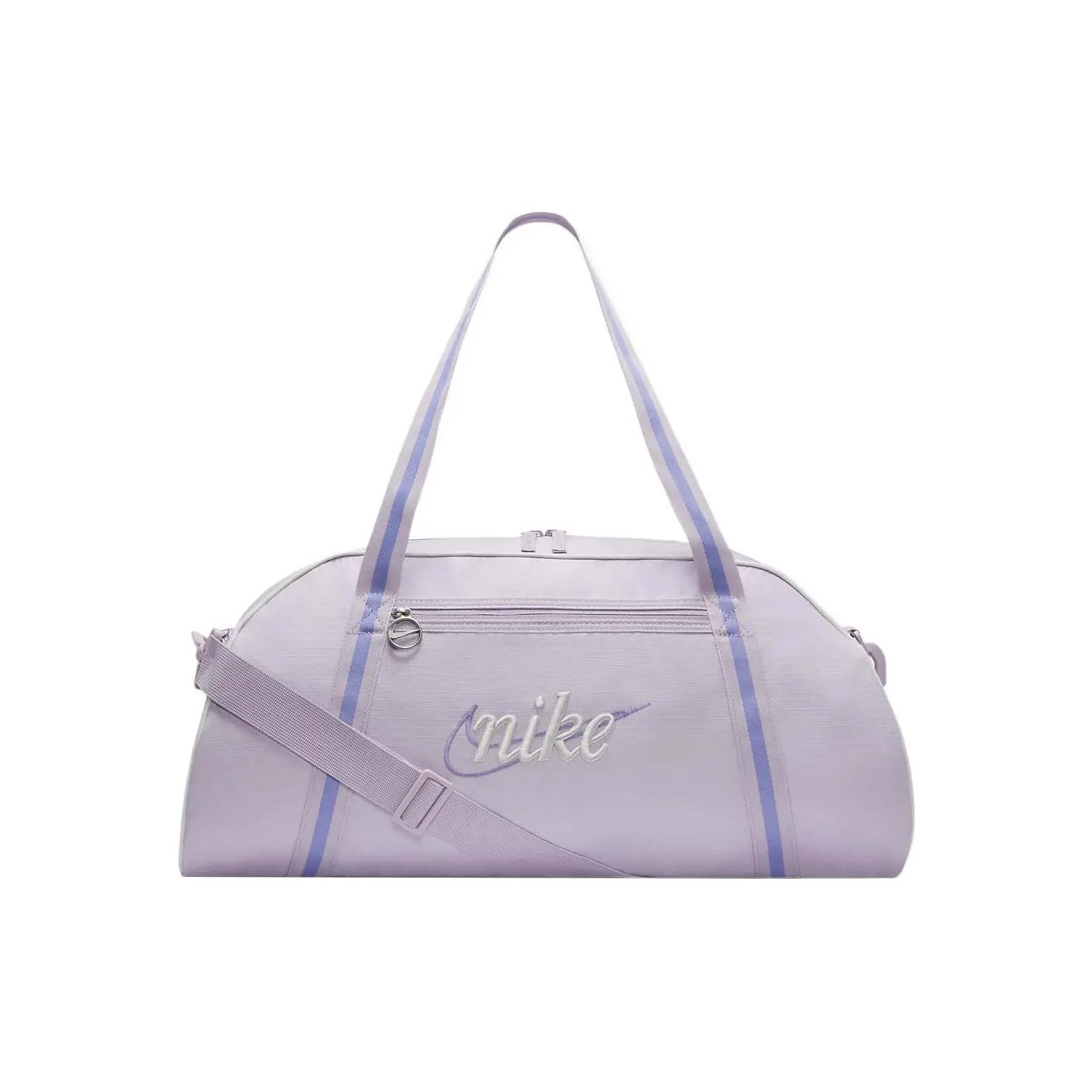 Nike Large Capacity Embroidered Logo Fabric Training Gym Bag for Men and Women, Crossbody Shoulder Handbag, Pink and Purple