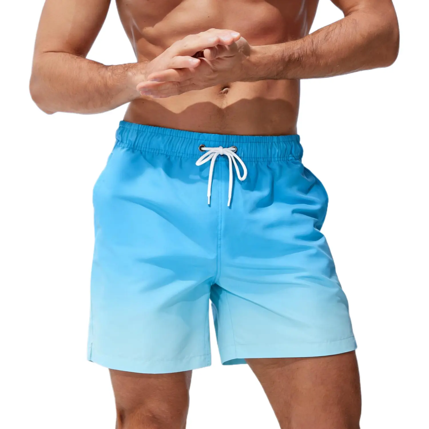 Men's Swim Trunks 7" No Chafing Casual Beach Shorts with Mesh Lining Compression Stretch Hawaii Boardshorts Pockets Elastic Waist Drawstring Breathable Quick-Dry for Swimming Surfing Beach Sports Summer,  Thin   Fabric   for  Beach Vacation