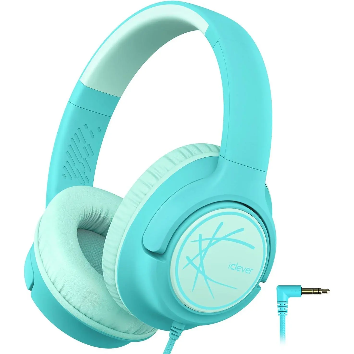 Kids Headphones with Cord, 85dBA Safe Volume Wired Headphones for Kids, Stereo Sound Foldable Adjustable, 3.5mm Jack, Over Ear Child Headphone for School/Boys/Girls/iPad/Tablet/Travel, Green