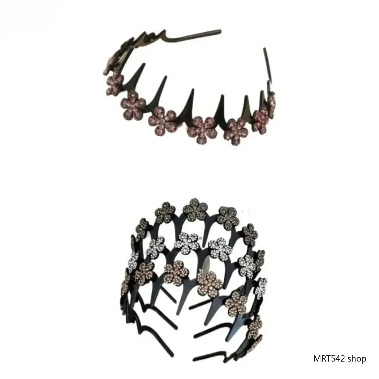 4 Pack Wavy Rhinestone Headbands for Women Non Slip Plastic Hair Hoops Glitter Butterfly Crystals Hairbands Wedding Party Hair Accessories