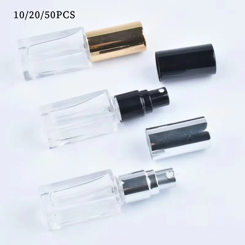 10/20/50 Pack 5ML Transparent Glass Perfume Bottles, Mini Portable Travel Empty Spray Bottles, Includes Dispenser Pump, Funnel, Straw, Spring Straw